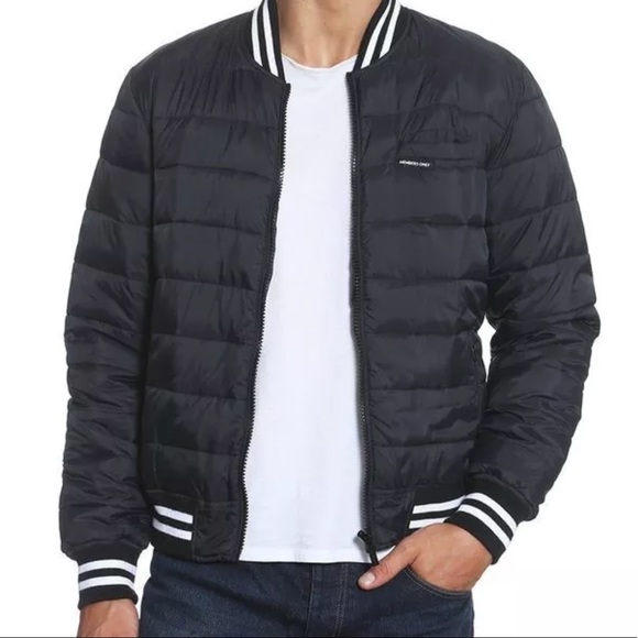 Members Only Mens Down Blend Varsity Puffer Jacket